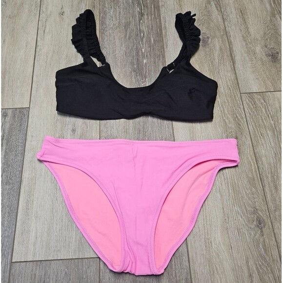 Aerie Mixed Bikini Set Ruffle Top Full Coverage Bikini Bottom Women's Medium - Picture 1 of 13